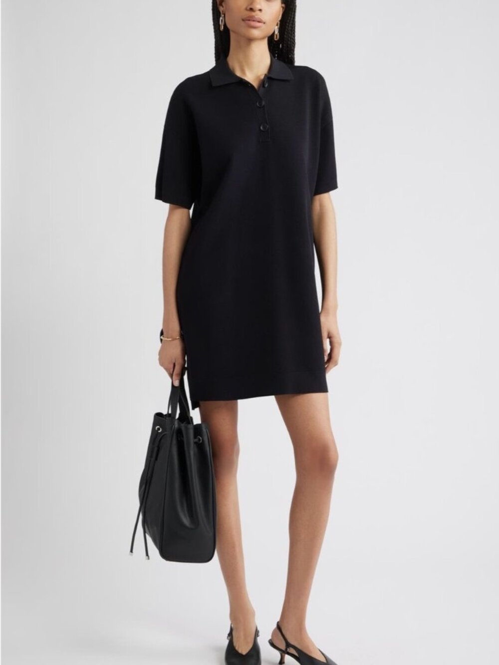 Nordstrom Mini Polo Dress, Black, S/M